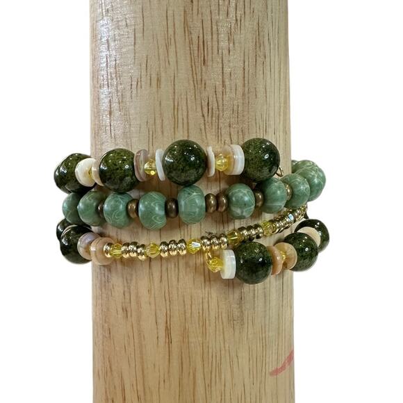 OILNANA gemstone 3 Wrap bracelet agates shell crystal one size wraps on list - Picture 2 of 3